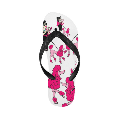 rockabilly and pink poodle Flip Flops for Men/Women (Model 040)