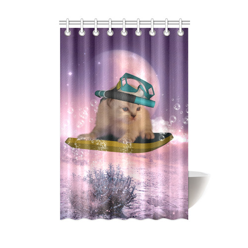 Funny surfing kitten Shower Curtain 48"x72"