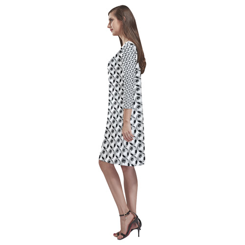 Soccer Tiled by Martina Webster Rhea Loose Round Neck Dress(Model D22)