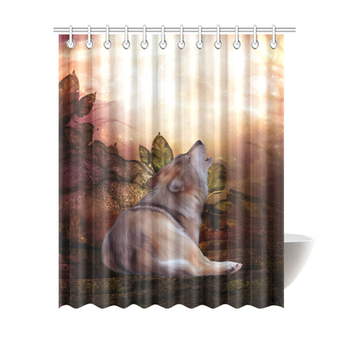 Beautiful wolf in the night Shower Curtain 69"x84"