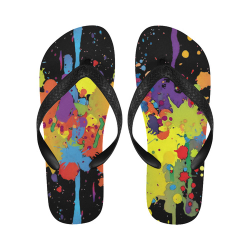 CRAZY multicolored double running SPLASHES Flip Flops for Men/Women (Model 040)