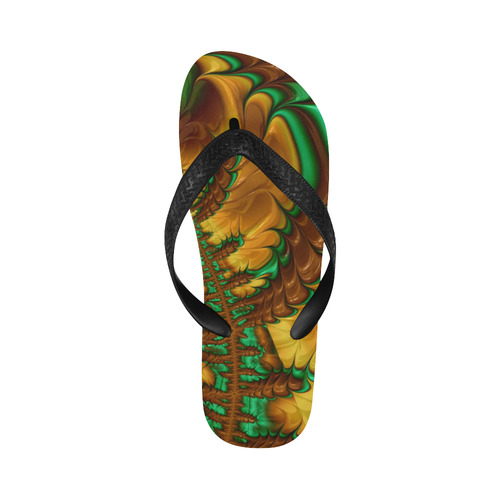 fractal,freaky friday, green golden# Flip Flops for Men/Women (Model 040)