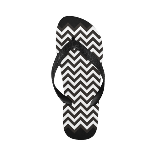 HIPSTER zigzag chevron pattern black & white Flip Flops for Men/Women (Model 040)