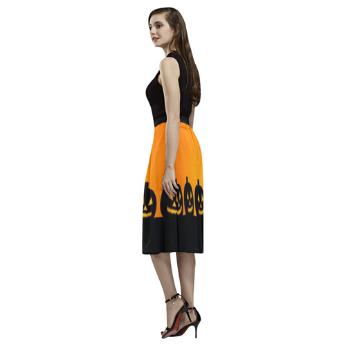 Halloween Jack-o-Lanterns Aoede Crepe Skirt (Model D16)