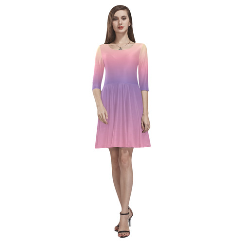 Pastel Ombre Gradient Tethys Half-Sleeve Skater Dress(Model D20)