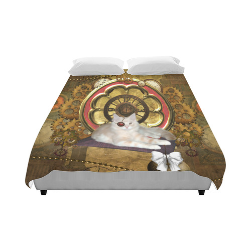 Steampunk, awseome cat clacks and gears Duvet Cover 86"x70" ( All-over-print)