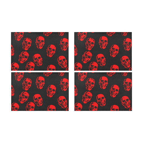 Hot Skulls,red by JamColors Placemat 12’’ x 18’’ (Four Pieces)