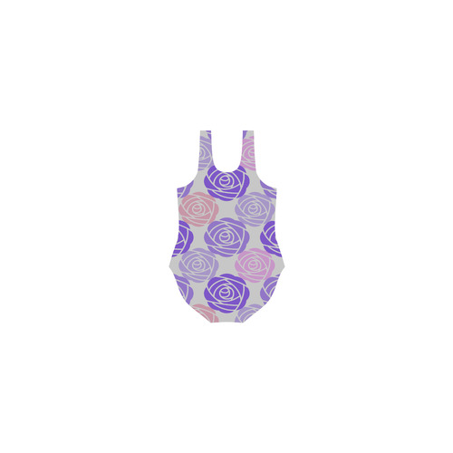 Lilac Rose Pattern Vest One Piece Swimsuit (Model S04)