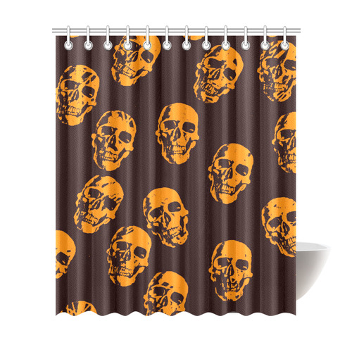 Hot Skulls,orange by JamColors Shower Curtain 72"x84"