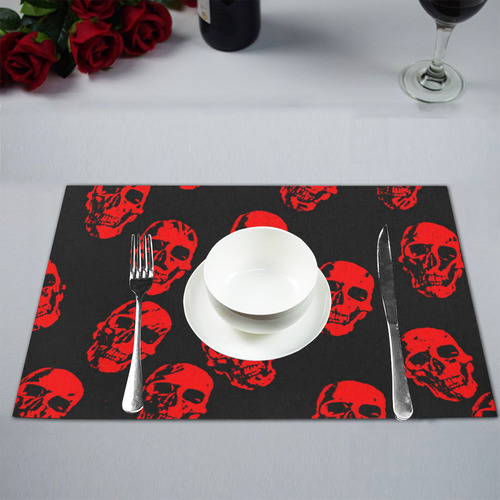 Hot Skulls,red by JamColors Placemat 12’’ x 18’’ (Four Pieces)