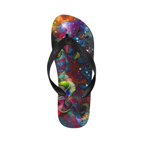 Psychedelic Flower Power Galaxy PANDA Painting Flip Flops for Men/Women (Model 040)