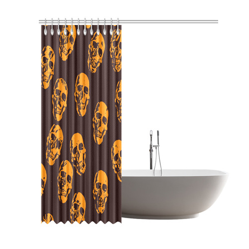 Hot Skulls,orange by JamColors Shower Curtain 69"x84"