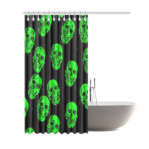 Hot Skulls, green by JamColors Shower Curtain 69"x84"