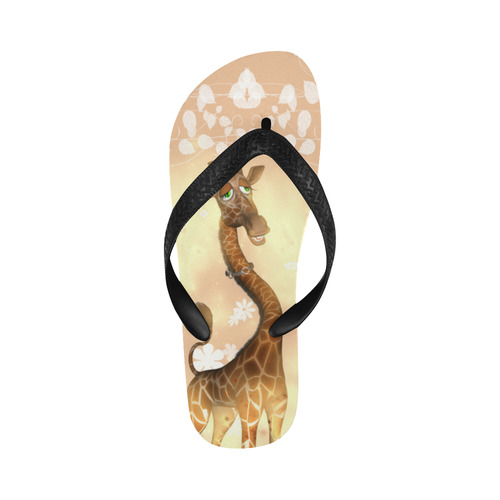 Sweet geiraffe with flowers Flip Flops for Men/Women (Model 040)
