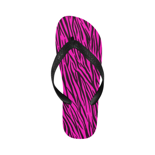 Pink Zebra Stripes Fur Pattern Flip Flops for Men/Women (Model 040)