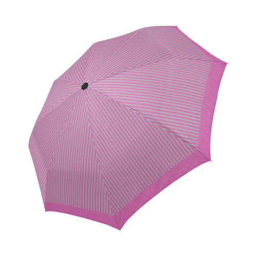 Pink and Grey Striped Umbrella Auto-Foldable Umbrella (Model U04)