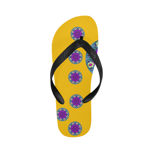 Sweet as candy and yellow Flip Flops for Men/Women (Model 040)