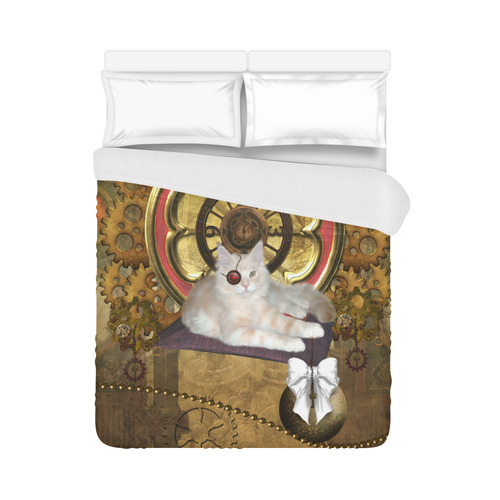 Steampunk, awseome cat clacks and gears Duvet Cover 86"x70" ( All-over-print)