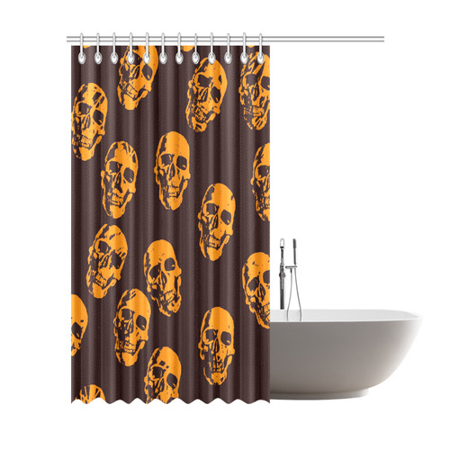 Hot Skulls,orange by JamColors Shower Curtain 72"x84"