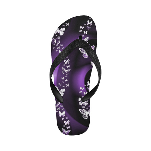 Purple Butterfly Swirl Flip Flops for Men/Women (Model 040)