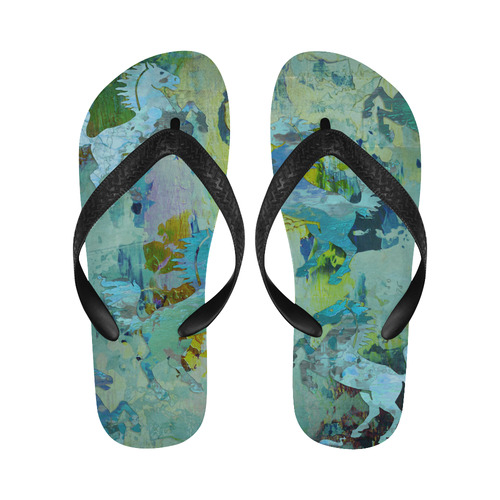 Rearing Horses grunge style painting Flip Flops for Men/Women (Model 040)