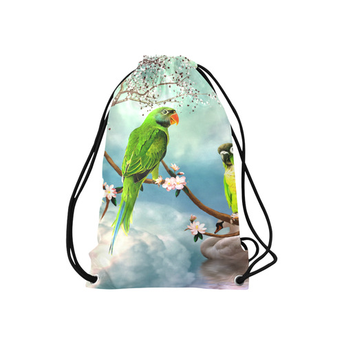 Funny cute parrots Small Drawstring Bag Model 1604 (Twin Sides) 11"(W) * 17.7"(H)