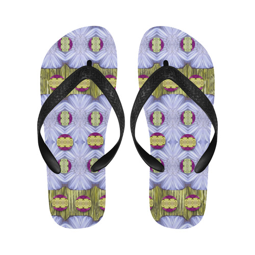 Soul Flowers in Gold and Shimmer Flip Flops for Men/Women (Model 040)