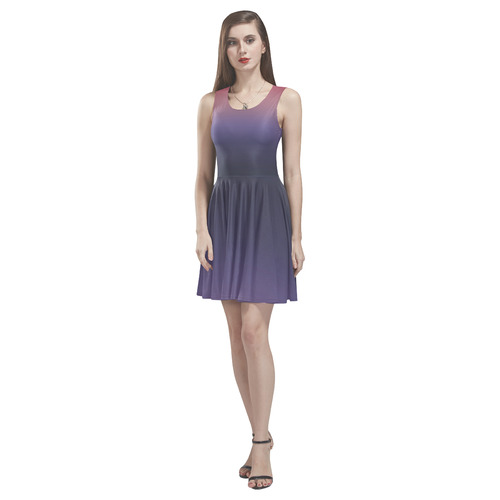 Purple Ombre Gradient Thea Sleeveless Skater Dress(Model D19)