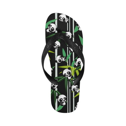 Satisfied and Happy Panda Babies on Bamboo Flip Flops for Men/Women (Model 040)