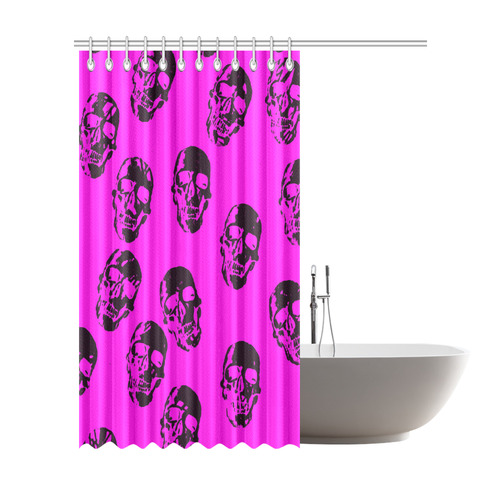 Hot Skulls,hot pink by JamColors Shower Curtain 72"x84"