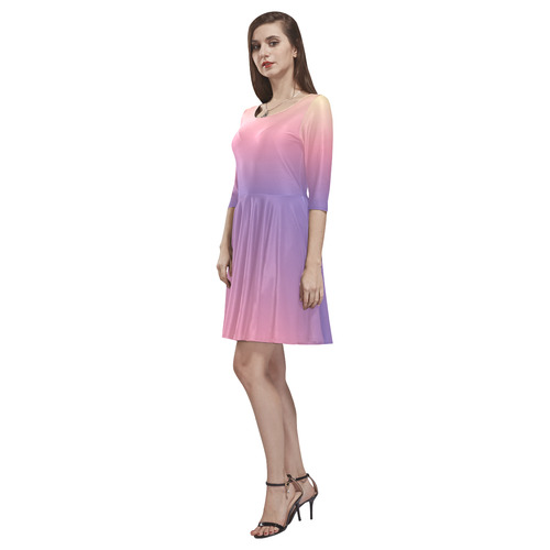 Pastel Ombre Gradient Tethys Half-Sleeve Skater Dress(Model D20)