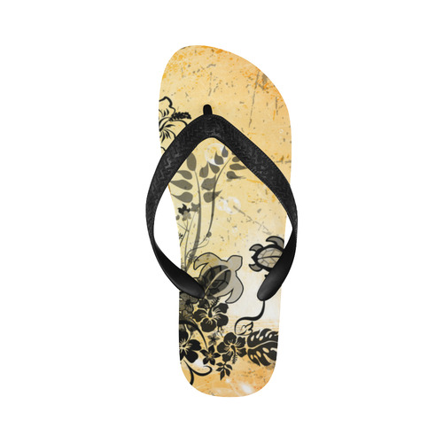 Surfboard with turtles and flowers Flip Flops for Men/Women (Model 040)