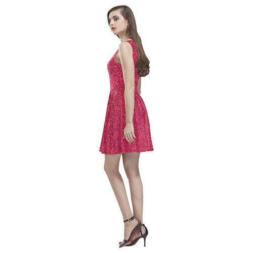 pink glitter Thea Sleeveless Skater Dress(Model D19)