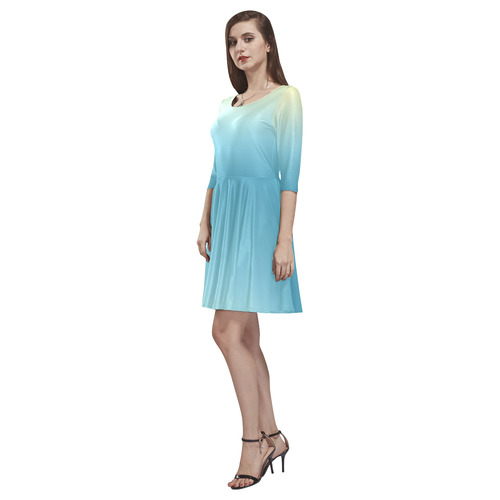 Pastel Ombre Gradient Tethys Half-Sleeve Skater Dress(Model D20)