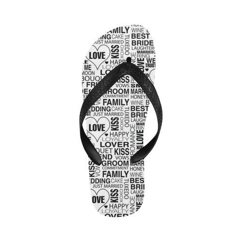 Wedding Print Flip Flops Gift Bride Groom Wedding Words Print Flip Flops for Men/Women (Model 040)