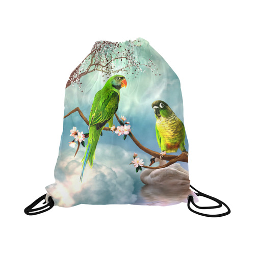 Funny cute parrots Large Drawstring Bag Model 1604 (Twin Sides)  16.5"(W) * 19.3"(H)
