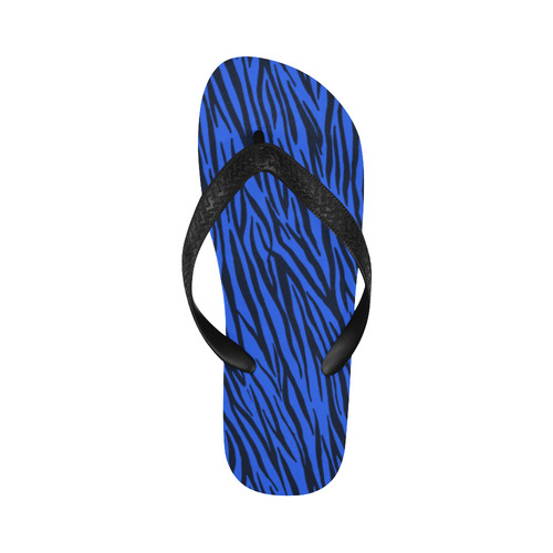 Blue Zebra Stripes Fur Pattern Flip Flops for Men/Women (Model 040)