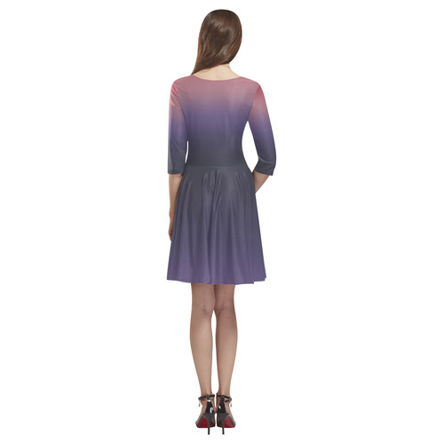 Purple Ombre Gradient Tethys Half-Sleeve Skater Dress(Model D20)