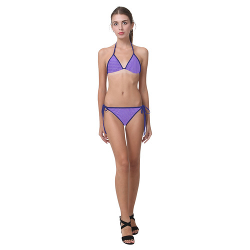 Lilac Stripes Custom Bikini Swimsuit (Model S01)