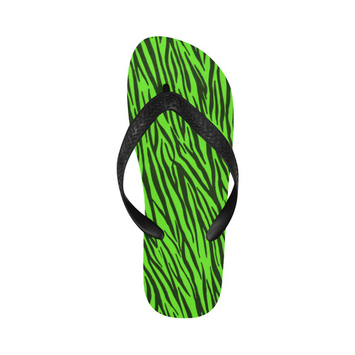 Green  Zebra Stripes Fur Pattern Flip Flops for Men/Women (Model 040)