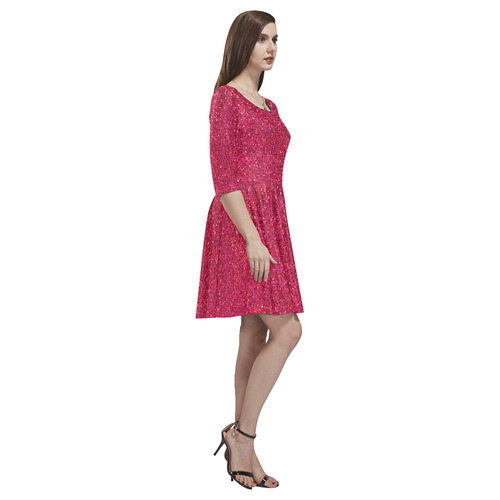 pink glitter Tethys Half-Sleeve Skater Dress(Model D20)
