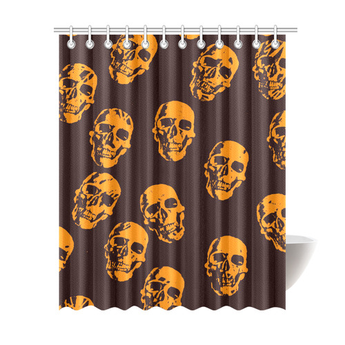 Hot Skulls,orange by JamColors Shower Curtain 69"x84"