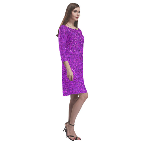 purple glitter Rhea Loose Round Neck Dress(Model D22)