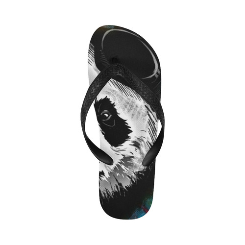 Psychedelic Flower Power Galaxy PANDA Painting Flip Flops for Men/Women (Model 040)