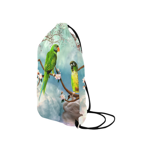 Funny cute parrots Small Drawstring Bag Model 1604 (Twin Sides) 11"(W) * 17.7"(H)