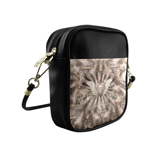 Sling Bag Purse Dark Skull Bones Print by Juleez Sling Bag (Model 1627)