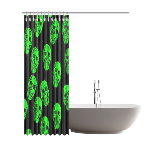 Hot Skulls, green by JamColors Shower Curtain 72"x84"
