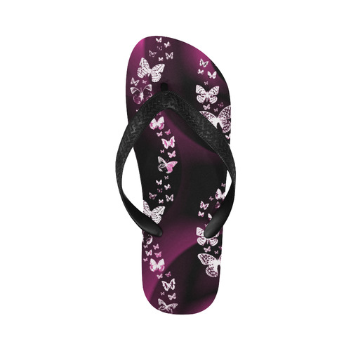 Pink Butterfly Swirl Flip Flops for Men/Women (Model 040)