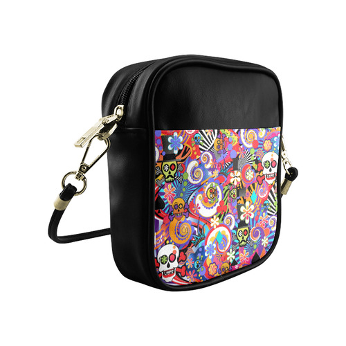 Hot Sling Bag Sugar Skull Pop Art Colorful Print Sling Bag (Model 1627)