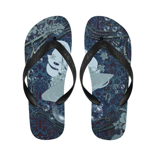 Sport surfboard and flowers Flip Flops for Men/Women (Model 040)